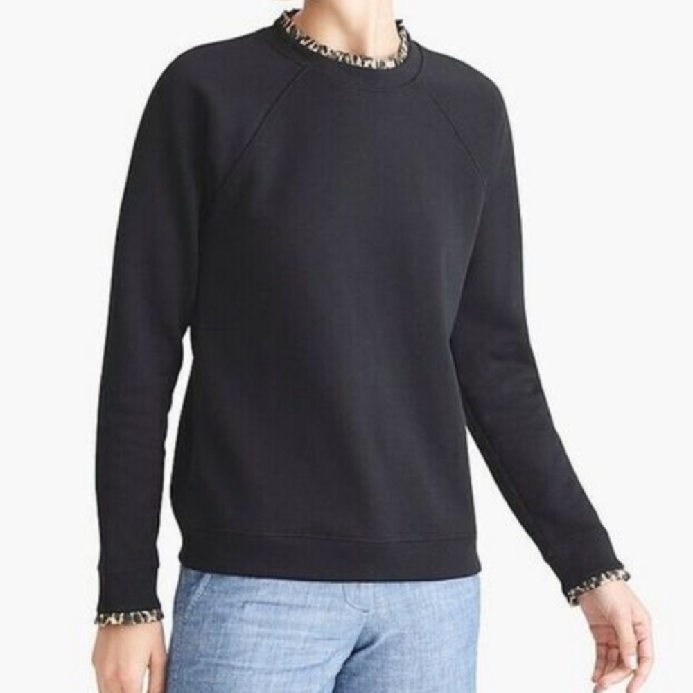 J. Crew Leopard Trim Sweatshirt
